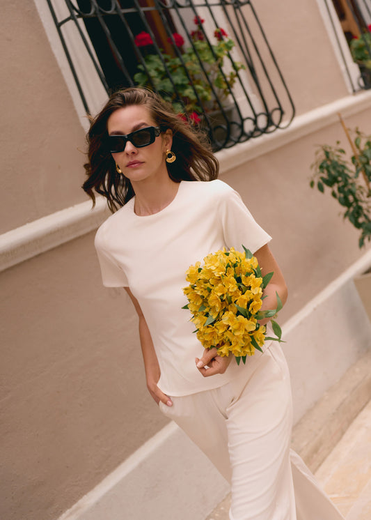 Blusa Manga Corta Negro Ivory