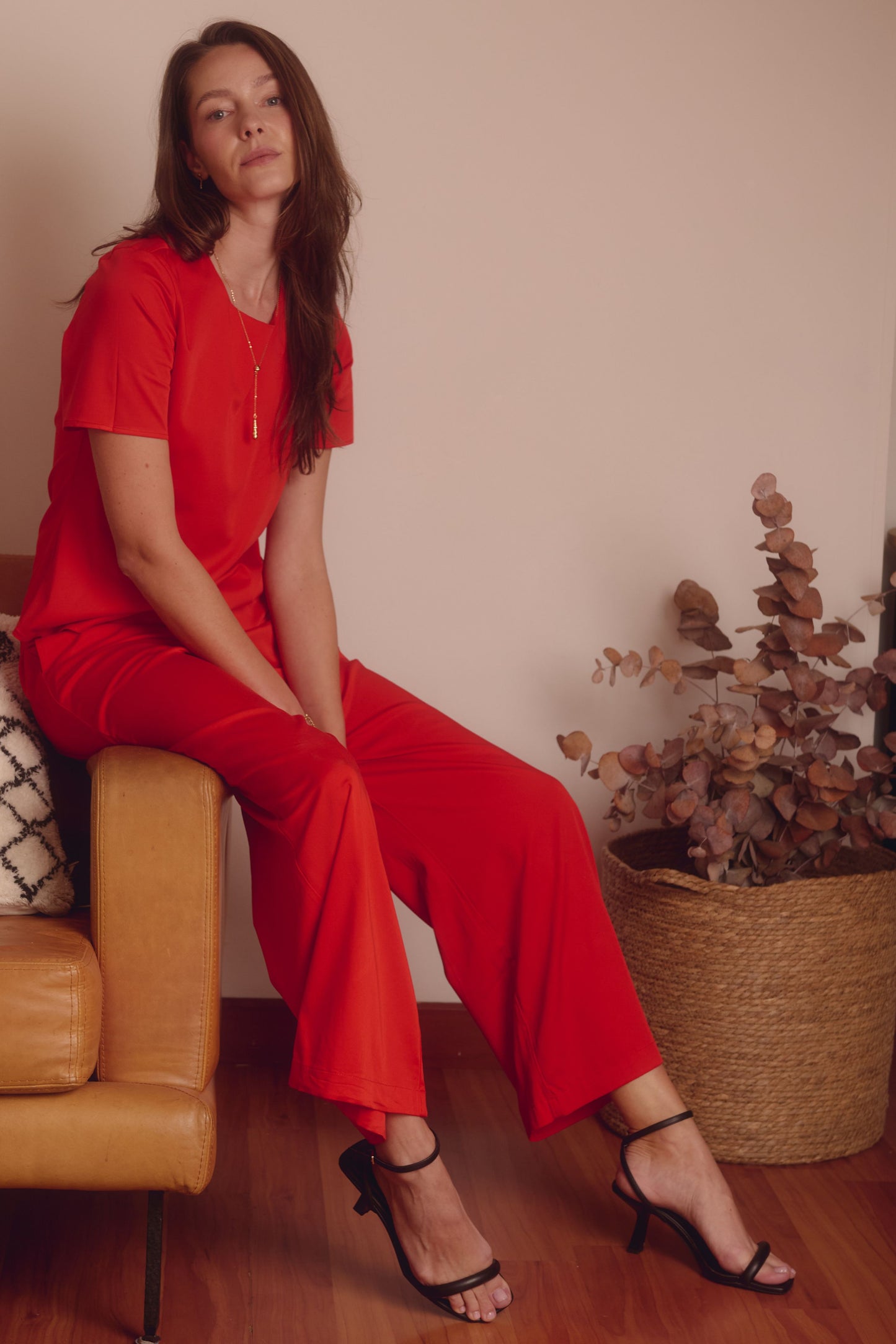 Blusa Manga Corta Roja